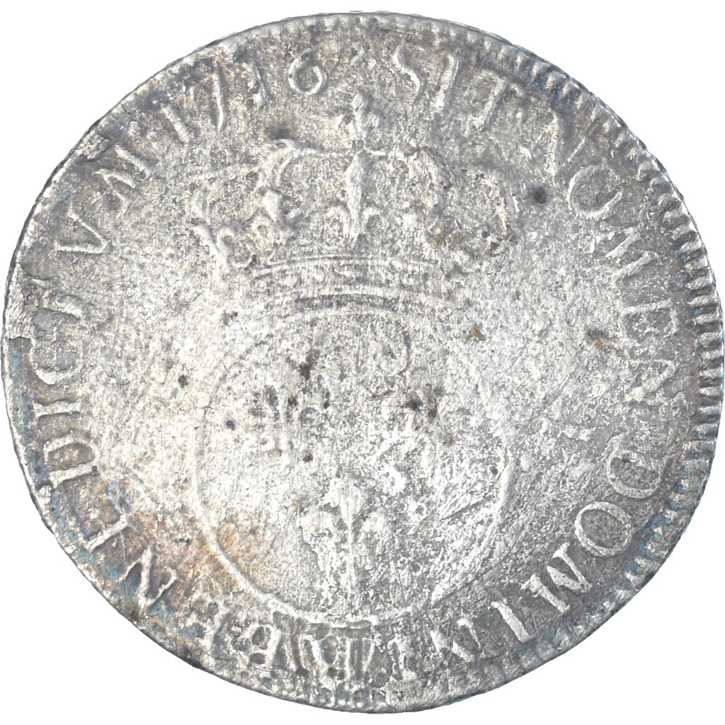 Munten, Frankrijk, Louis XV, 1/4 Ecu Vertugadin, 1716, Uncertain Mint