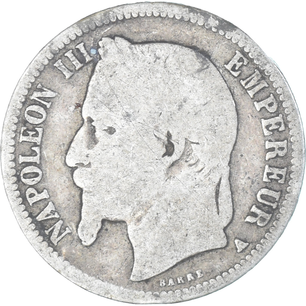 Moneta, Francja, Napoleon III, Franc, 1868, Paris, F(12-15), Srebro, KM:806.1