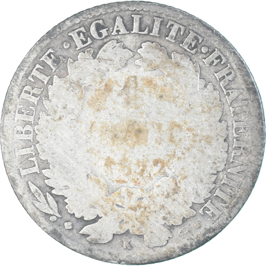 Moeda, França, Cérès, 1 Franc, 1872, Bordeaux, VG(8-10), Prata, KM:822.2
