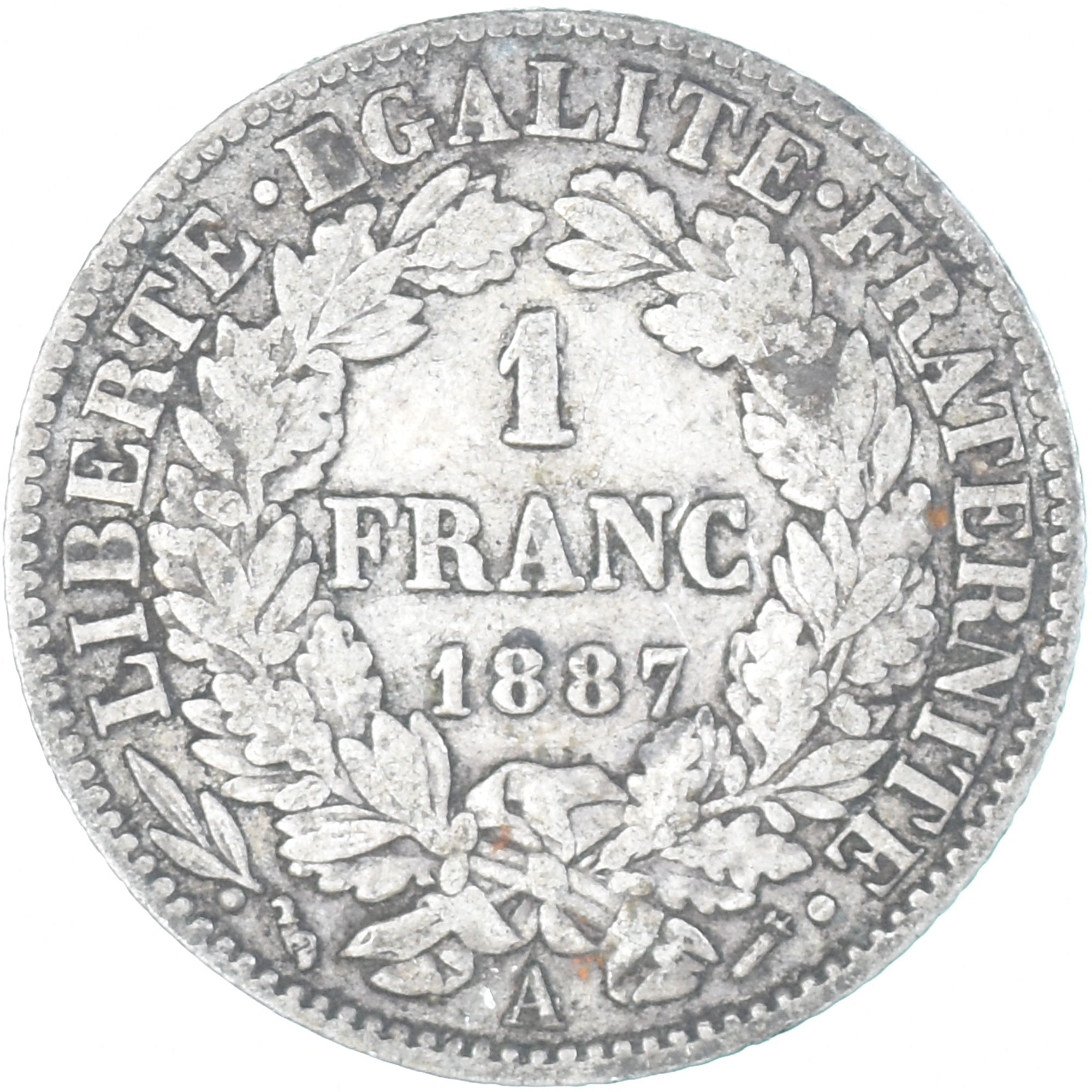 Coin, France, Cérès, 1 Franc, 1887, Paris, VF(30-35), Silver, KM:822.1
