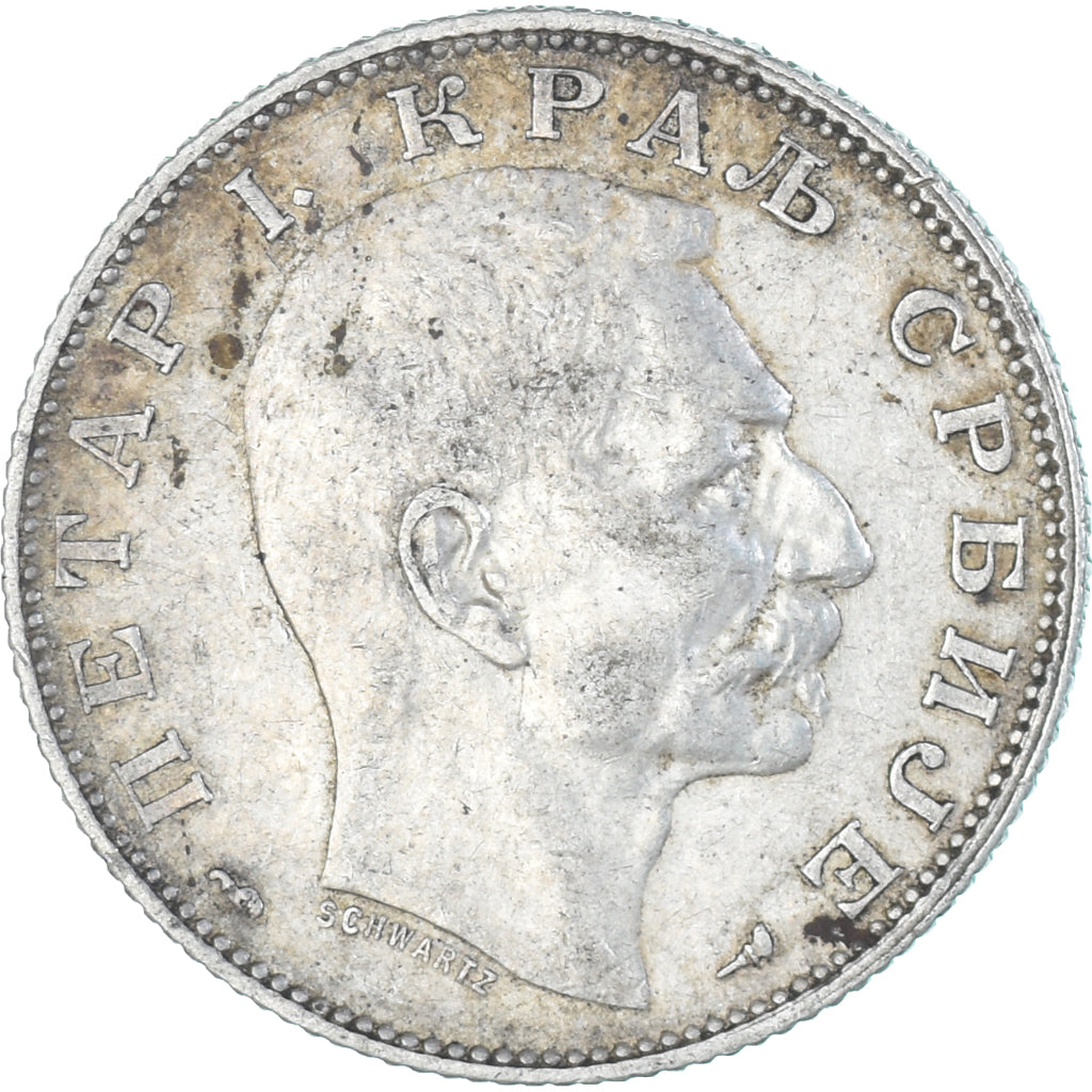 Monnaie, Serbie, Peter I, 2 Dinara, 1915, Paris, TTB+, Argent, KM:26.3