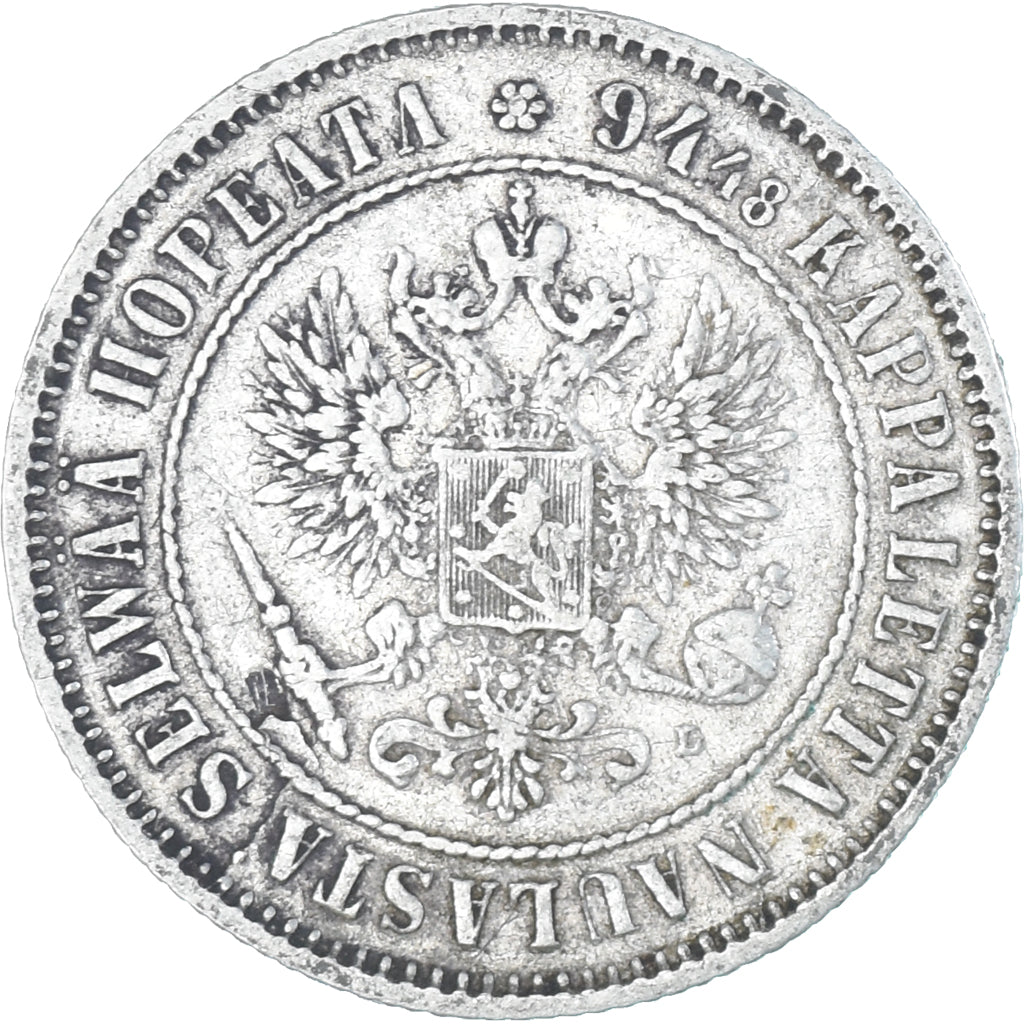 Munten, Finland, Alexander III, Markka, 1890, Helsinki, ZF+, Zilver, KM:3.2
