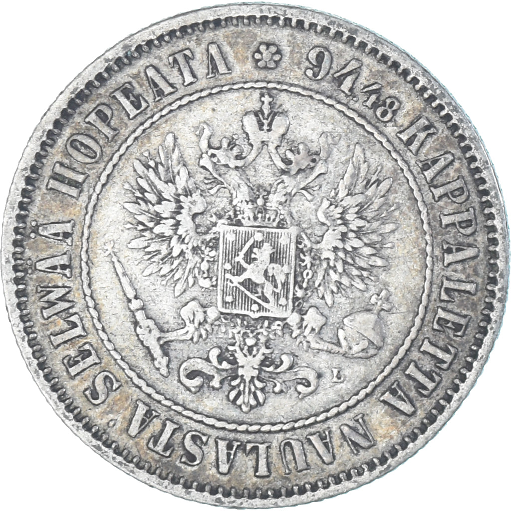 Munten, Finland, Alexander III, Markka, 1890, Helsinki, ZF+, Zilver, KM:3.2