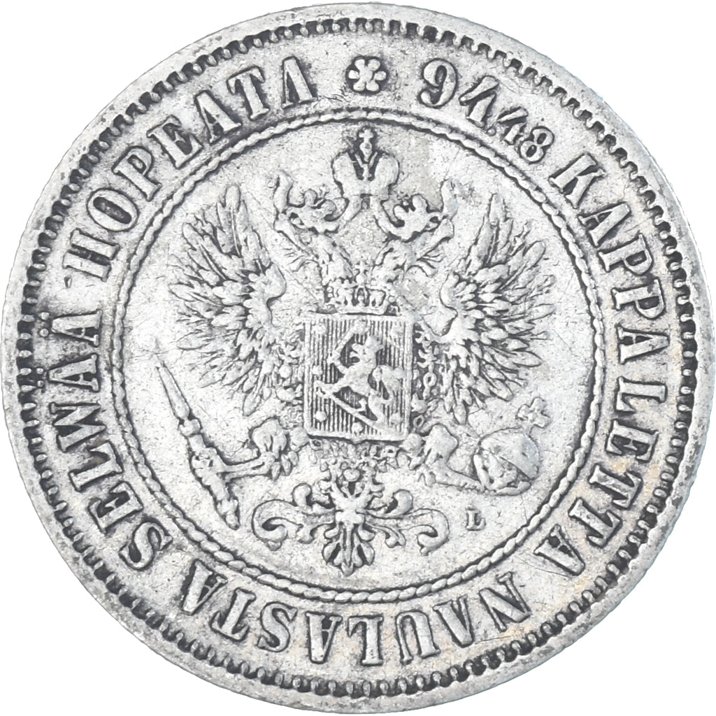 Moeda, Finlândia, Alexander III, Markka, 1890, Helsinki, AU(50-53), Prata