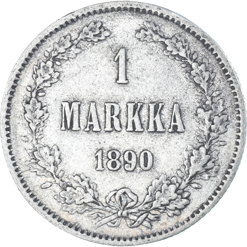 Moeda, Finlândia, Alexander III, Markka, 1890, Helsinki, AU(50-53), Prata