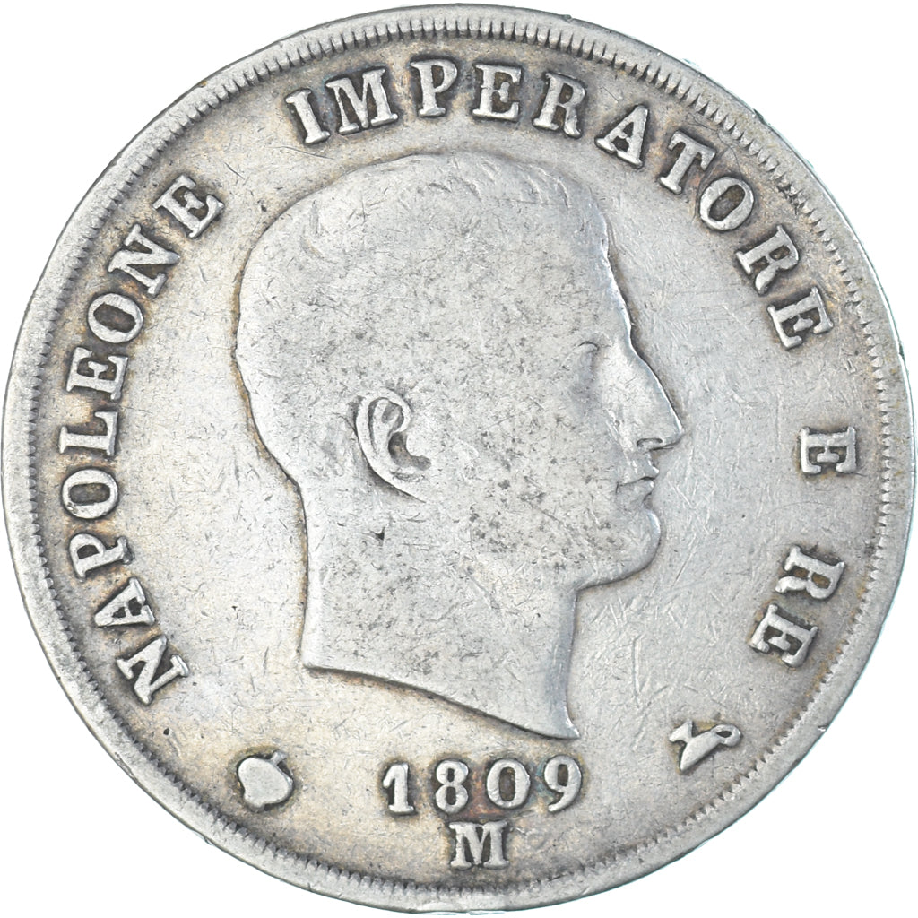 Coin, Italy, Napoleon I, 5 Lire, 1809, Milan, VF(30-35), Silver, KM:10.1