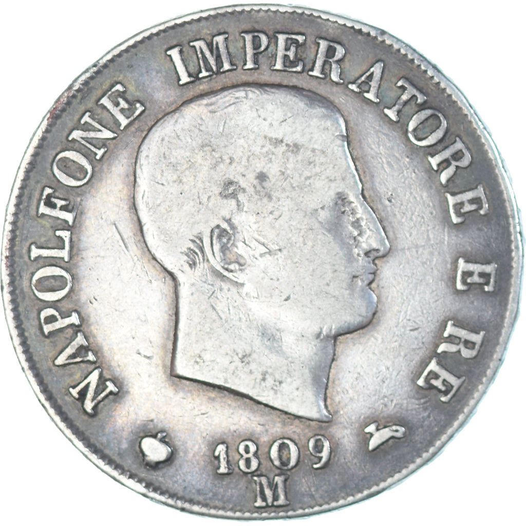 Moneta, Italia, Napoleon I, 5 Lire, 1809, Milan, MB+, Argento, KM:10.1