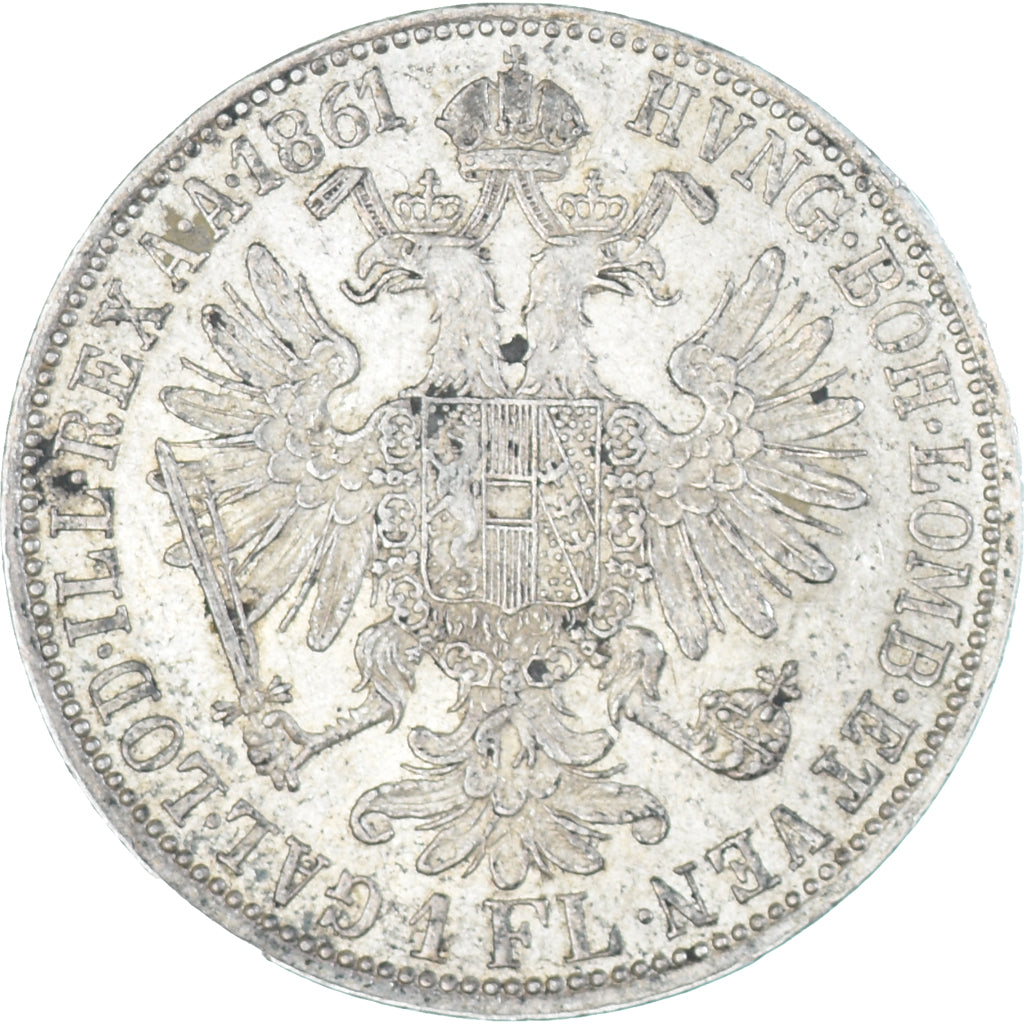 Coin, Austria, Franz Joseph I, 1 Florin, 1861, Vienna, AU(55-58), Silver