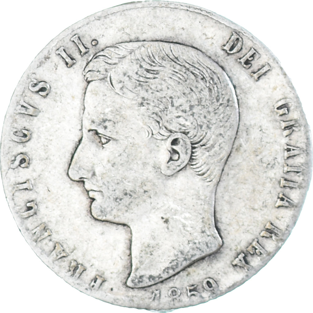 Münze, Italien Staaten, Francesco II, 20 Grana, 1859, Naples, S+, Silber