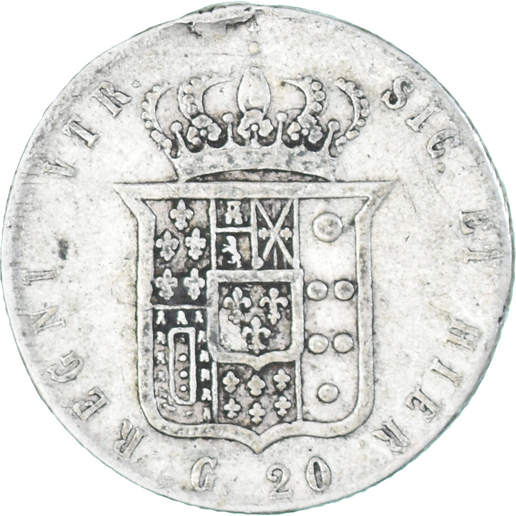 Münze, Italien Staaten, Francesco II, 20 Grana, 1859, Naples, S+, Silber