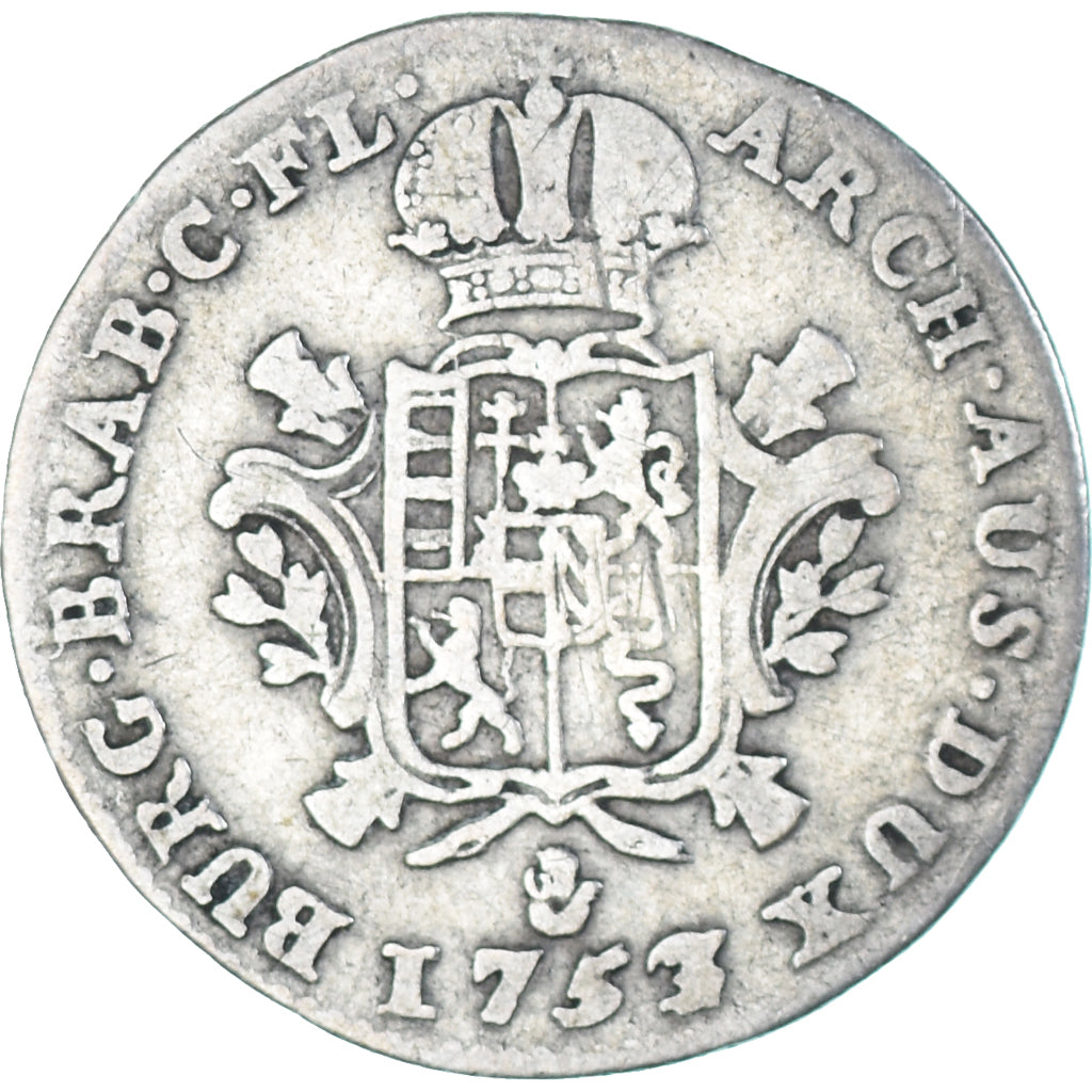 Moeda, Áustria, Maria Theresa, 1/8 Ducaton, 1753, Vienna, VF(20-25), Prata
