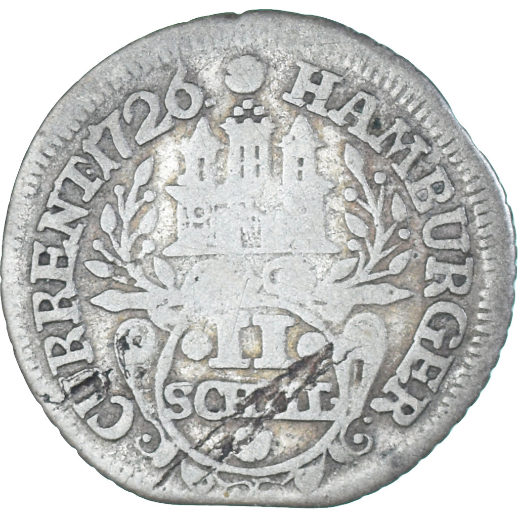Coin, German States, HAMBURG, 2 Schilling, 1726, Hamburg, VF(30-35), Silver
