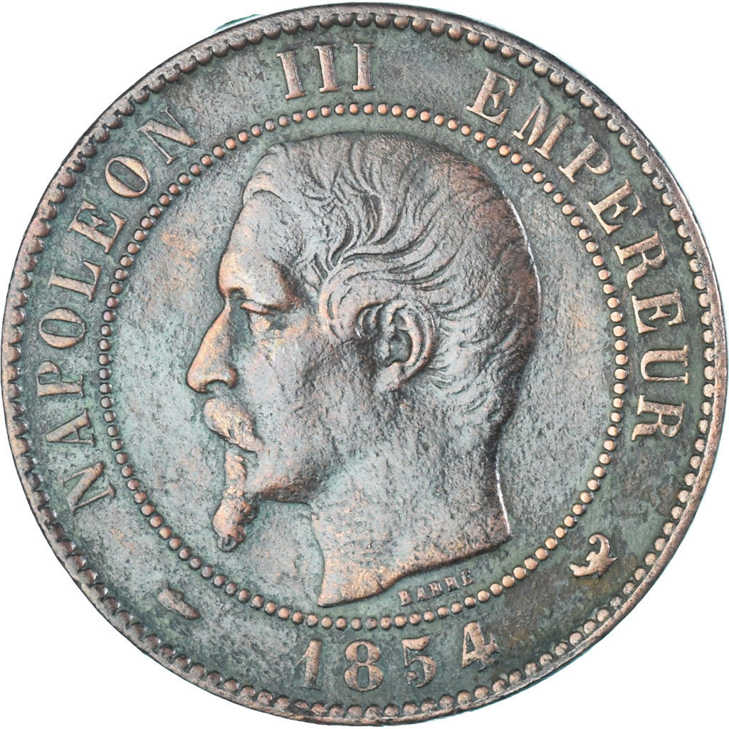 Moneta, Francja, Napoleon III, 10 Centimes, 1854, Lille, EF(40-45), Brązowy
