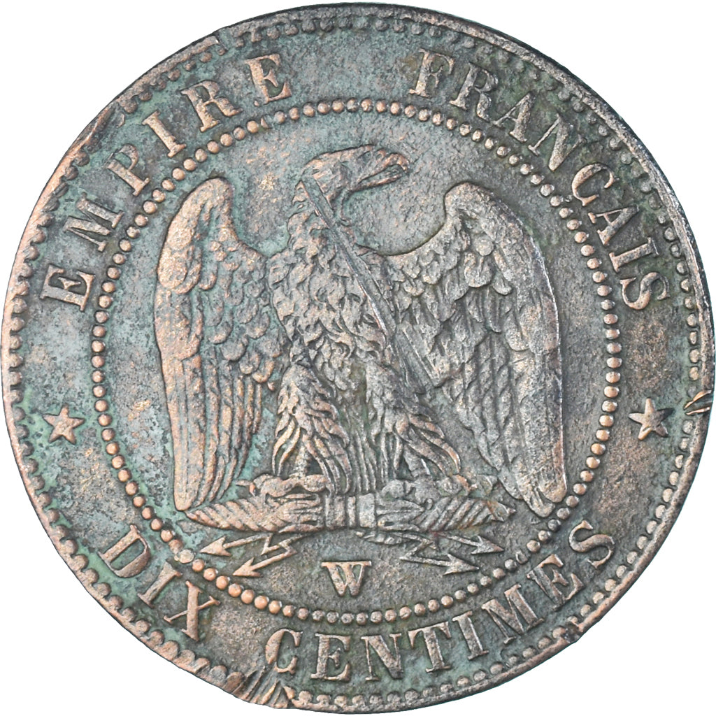 Moneta, Francja, Napoleon III, 10 Centimes, 1854, Lille, EF(40-45), Brązowy