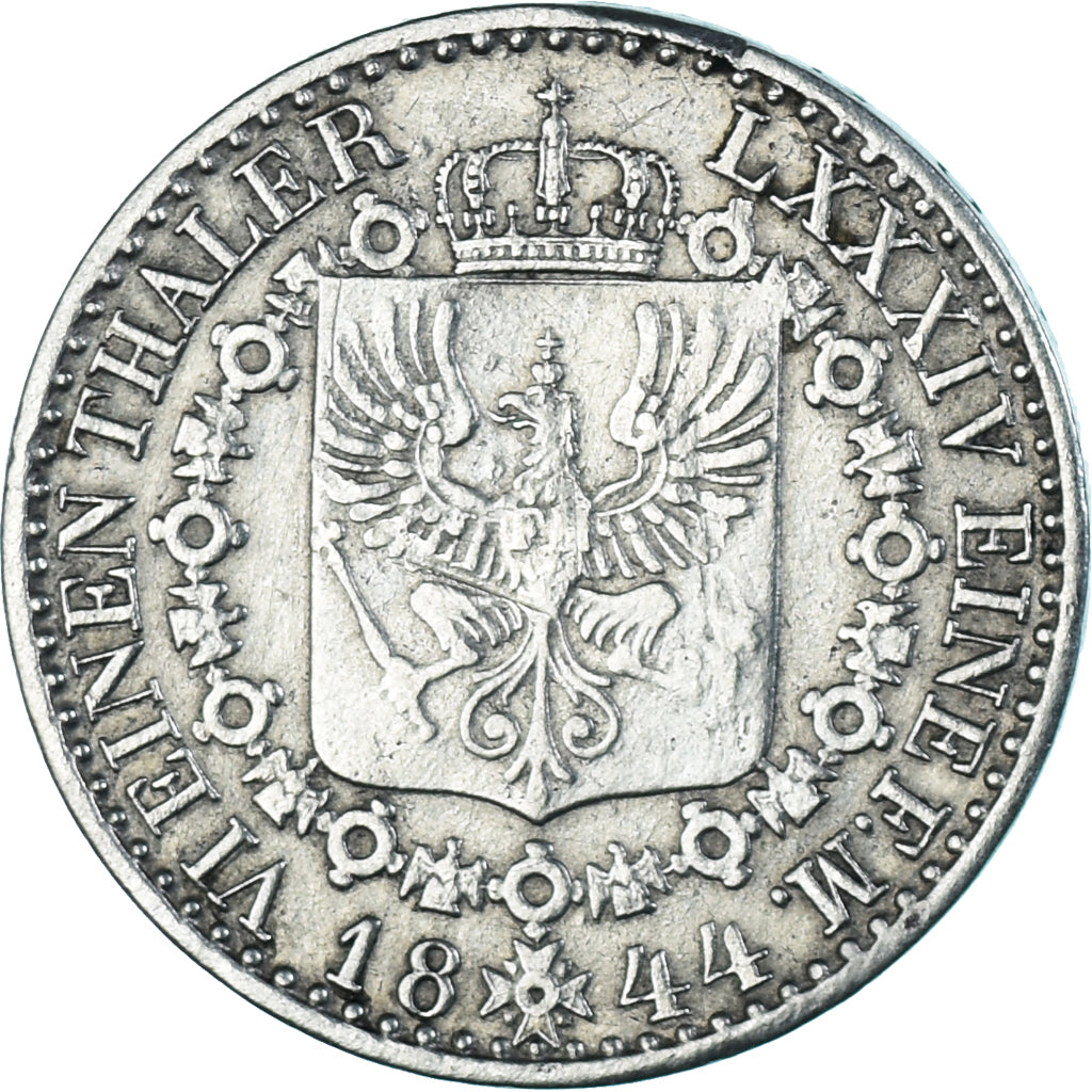Moeda, Alemanha, Friedrich Wilhelm IV, 1/6 Thaler, 1844, Berlin, EF(40-45)