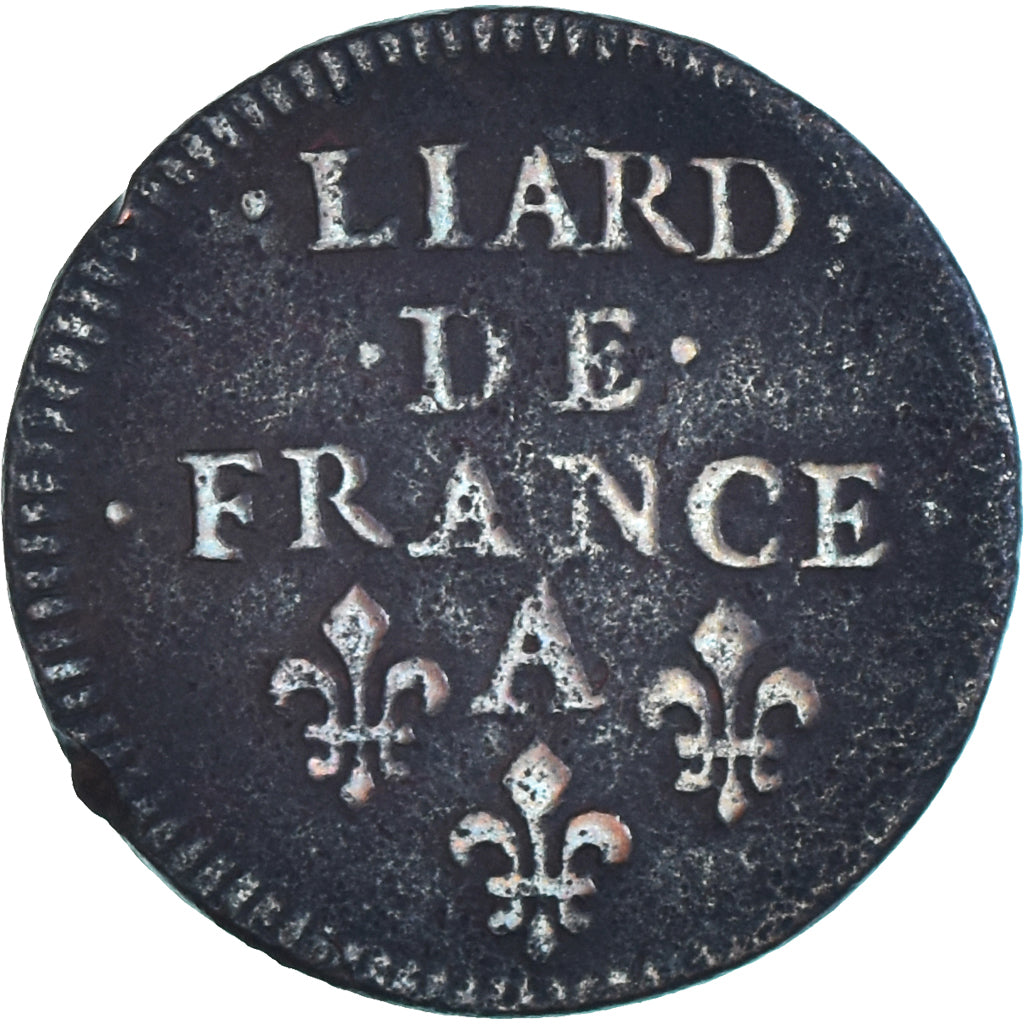 Coin, France, Louis XIV, Liard de France, 1655, Paris, VF(30-35), Copper