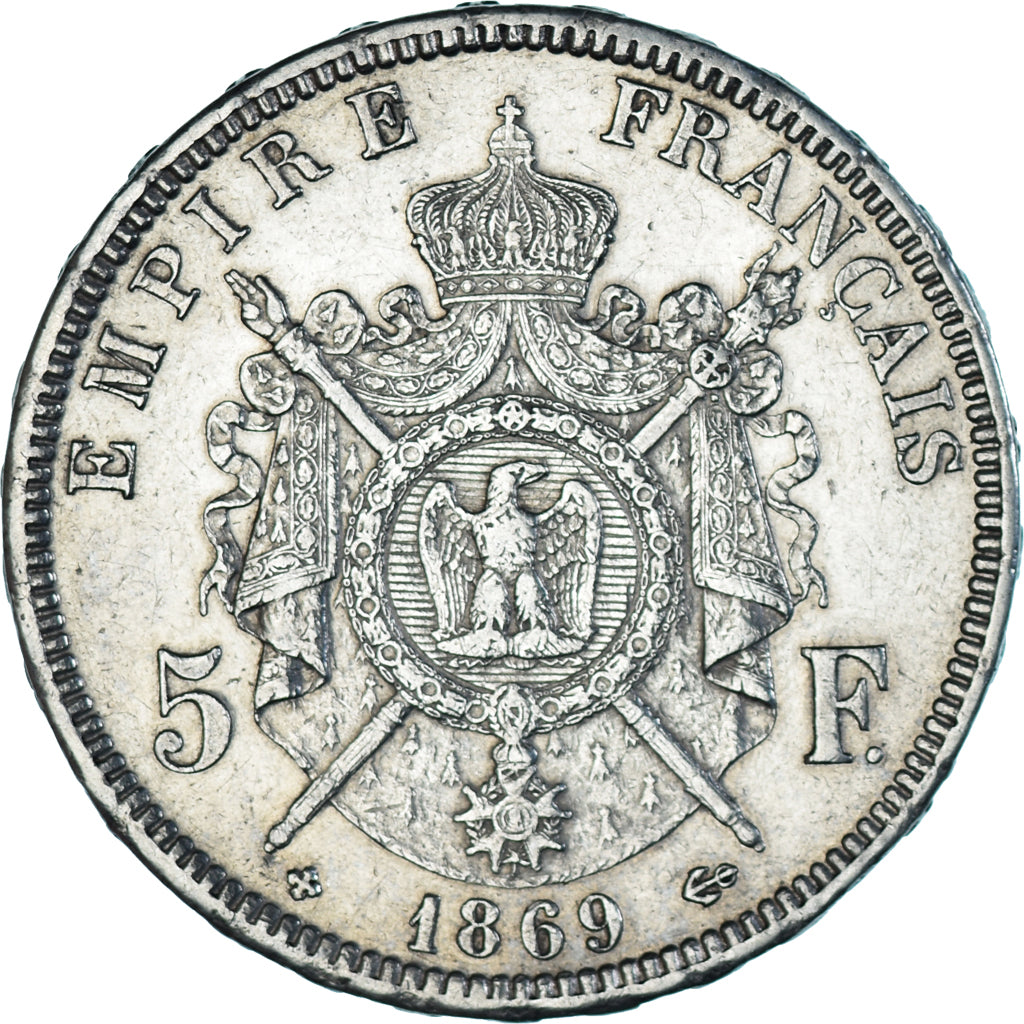 Coin, France, Napoleon III, 5 Francs, 1869, Strasbourg, EF(40-45), Silver