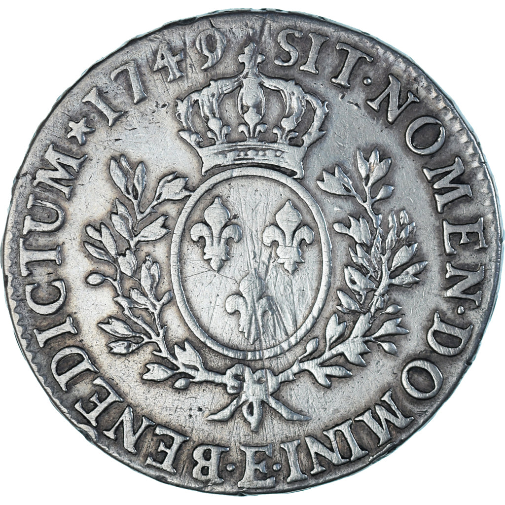 Munten, Frankrijk, Louis XV, Écu au bandeau, 1749, Tours, FR+, Zilver