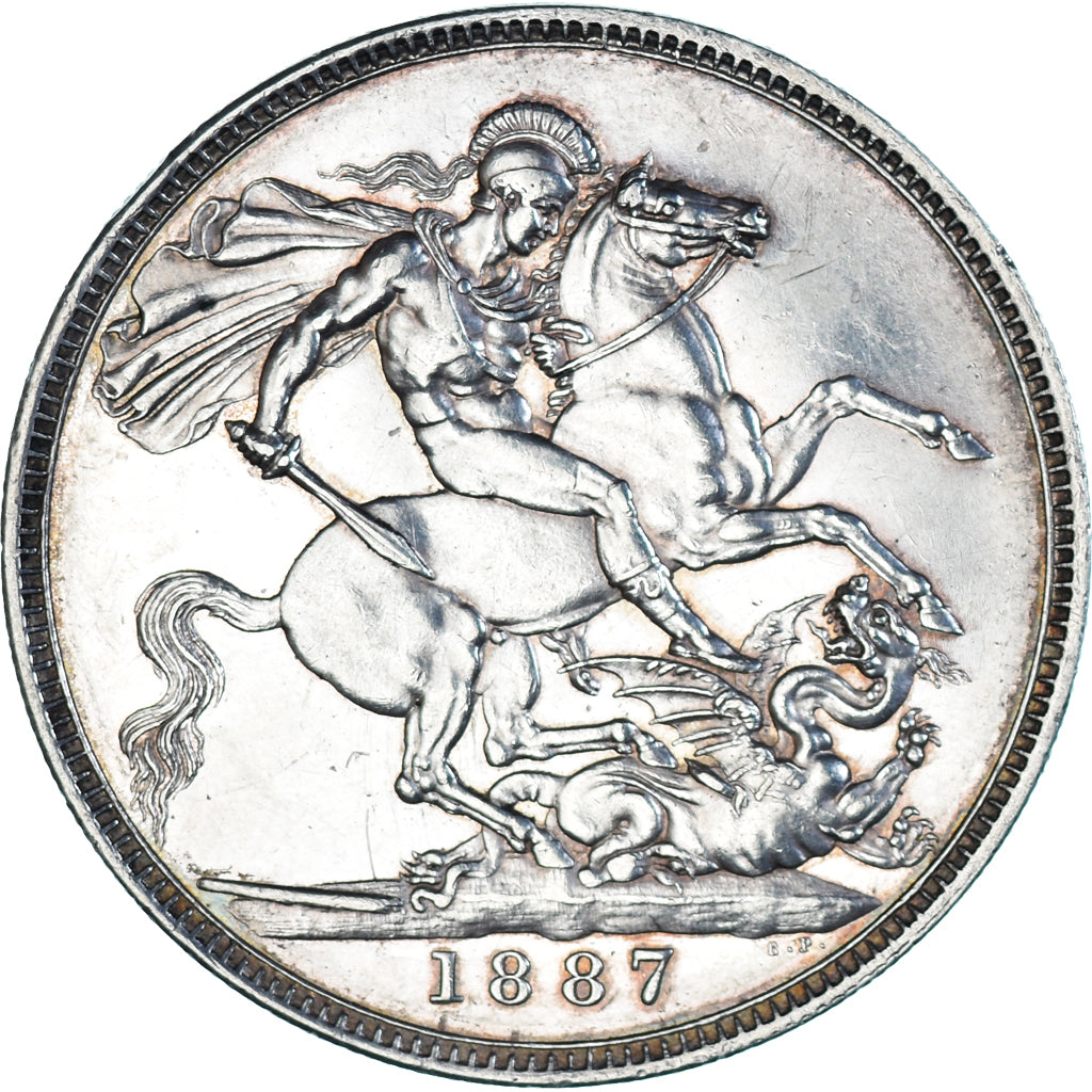 Coin, Great Britain, Victoria, Crown, 1887, Jubilee., MS(60-62), Silver, KM:765