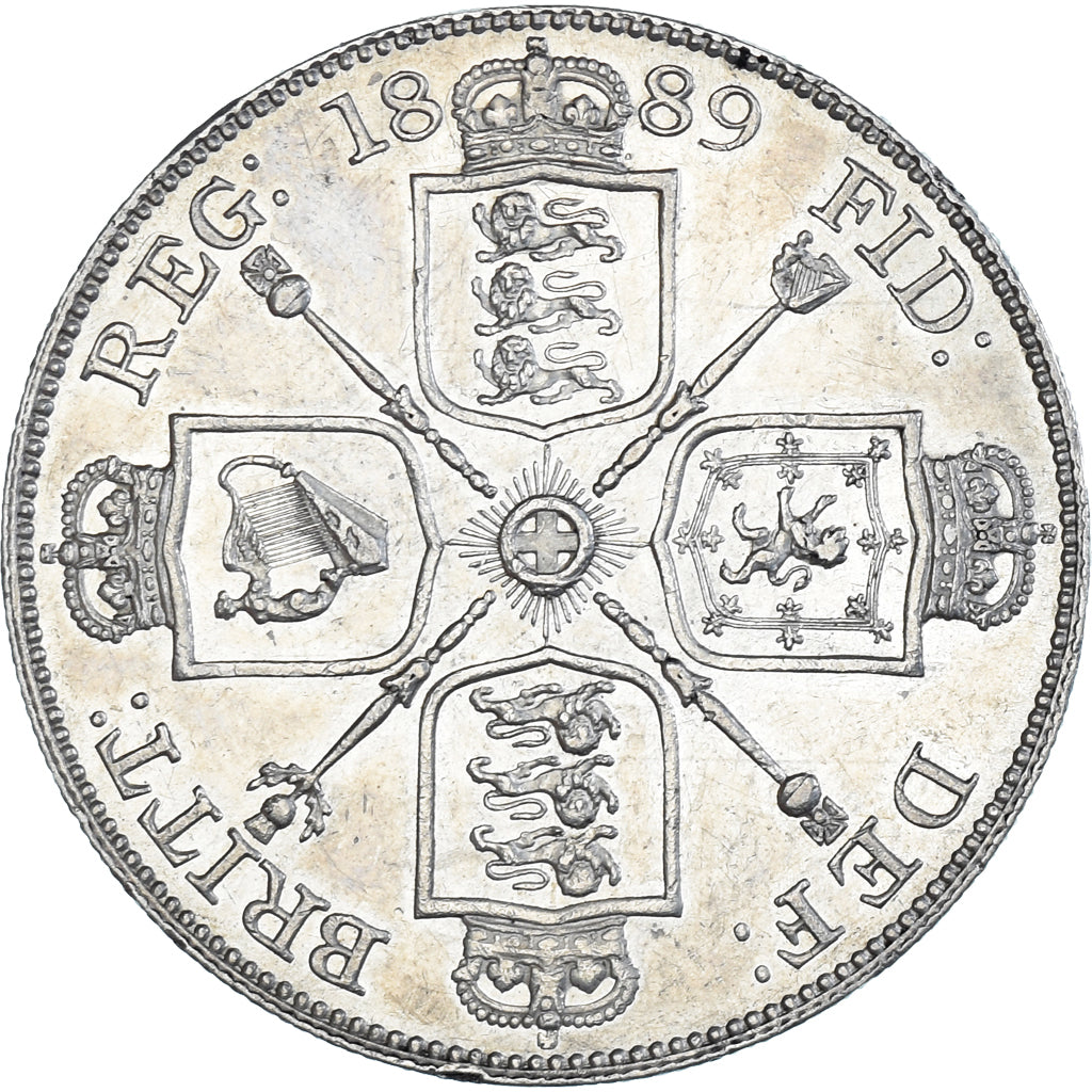 Coin, Great Britain, Victoria, Double Florin, 1889, Jubilee., MS(60-62), Silver