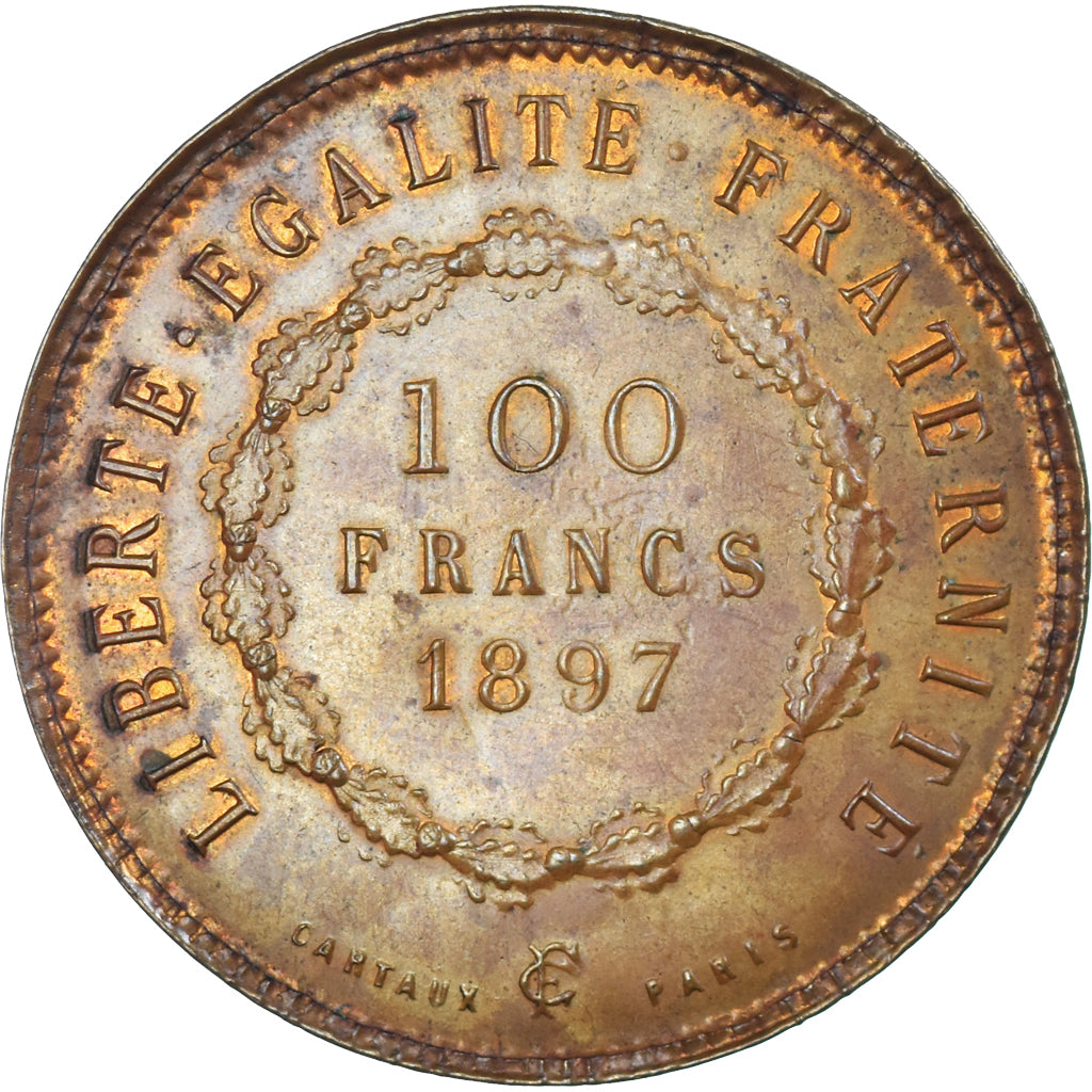 Frankreich, 100 Francs, 1897, Fantasy coinage, SS+, Brass covered cardboard