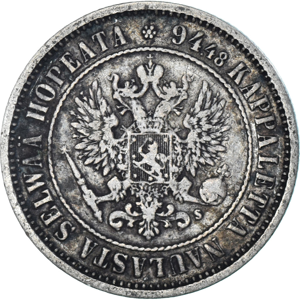 Moneda, Finlandia, Alexander II, Markka, 1874, Helsinki, EBC, Plata, KM:3.2