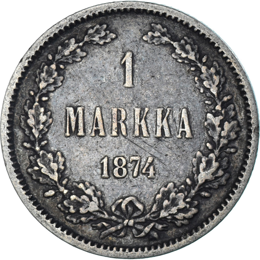 Moneda, Finlandia, Alexander II, Markka, 1874, Helsinki, EBC, Plata, KM:3.2