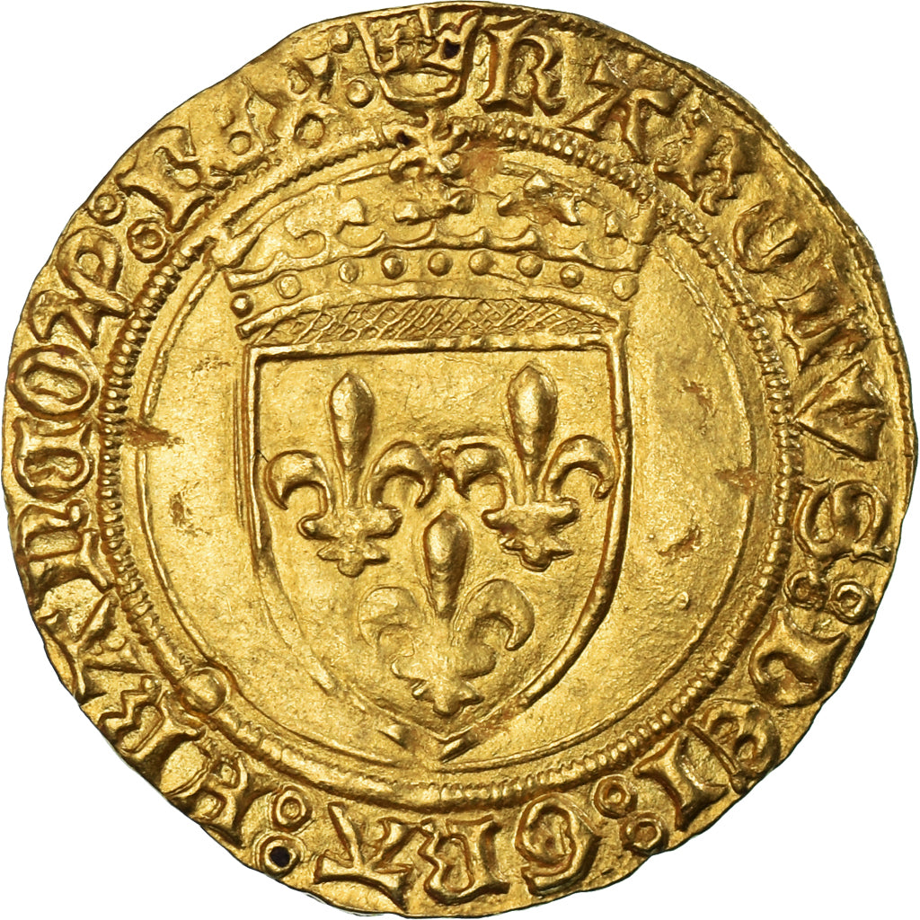 Coin, France, Charles VIII, Écu d'or au soleil, 1483-1494, Rouen, 1st emission