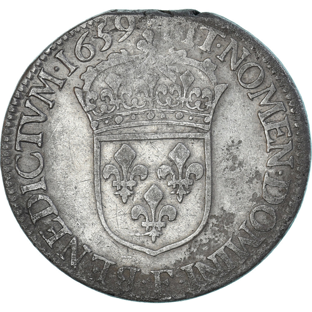 Münze, Frankreich, Louis XIV, 1/2 Écu à la mèche longue, 1659, Angers, S+