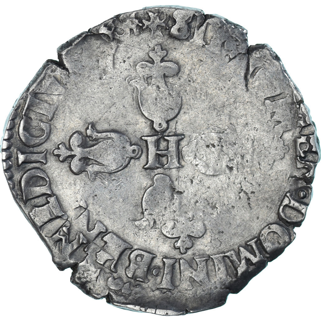 Moneta, Francia, Henri IV, 1/2 Franc, 1604, Angers, Tréflée, MB, Argento