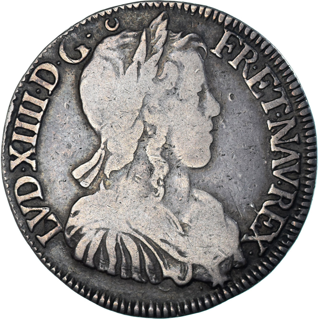 Moneda, Francia, Louis XIV, 1/2 Écu à la mèche longue, 1650, Narbonne, BC+