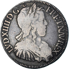 Moneda, Francia, Louis XIV, 1/2 Écu à la mèche longue, 1650, Narbonne, BC+
