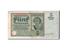Germany, 5 Rentenmark, 1926, KM:169, 1926-01-02, VF(30-35)