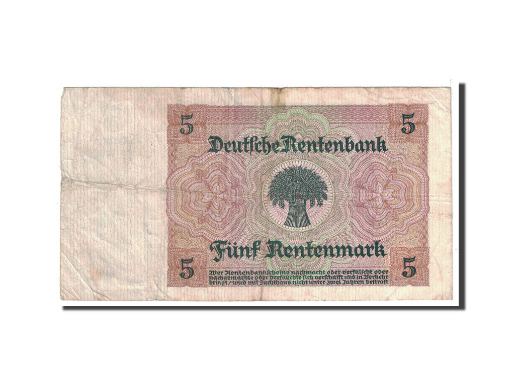 Germany, 5 Rentenmark, 1926, KM:169, 1926-01-02, VF(30-35)