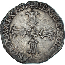 Moneta, Francia, Henri IV, 1/4 Ecu, 1593, Bayonne, 3rd type, MB+, Argento