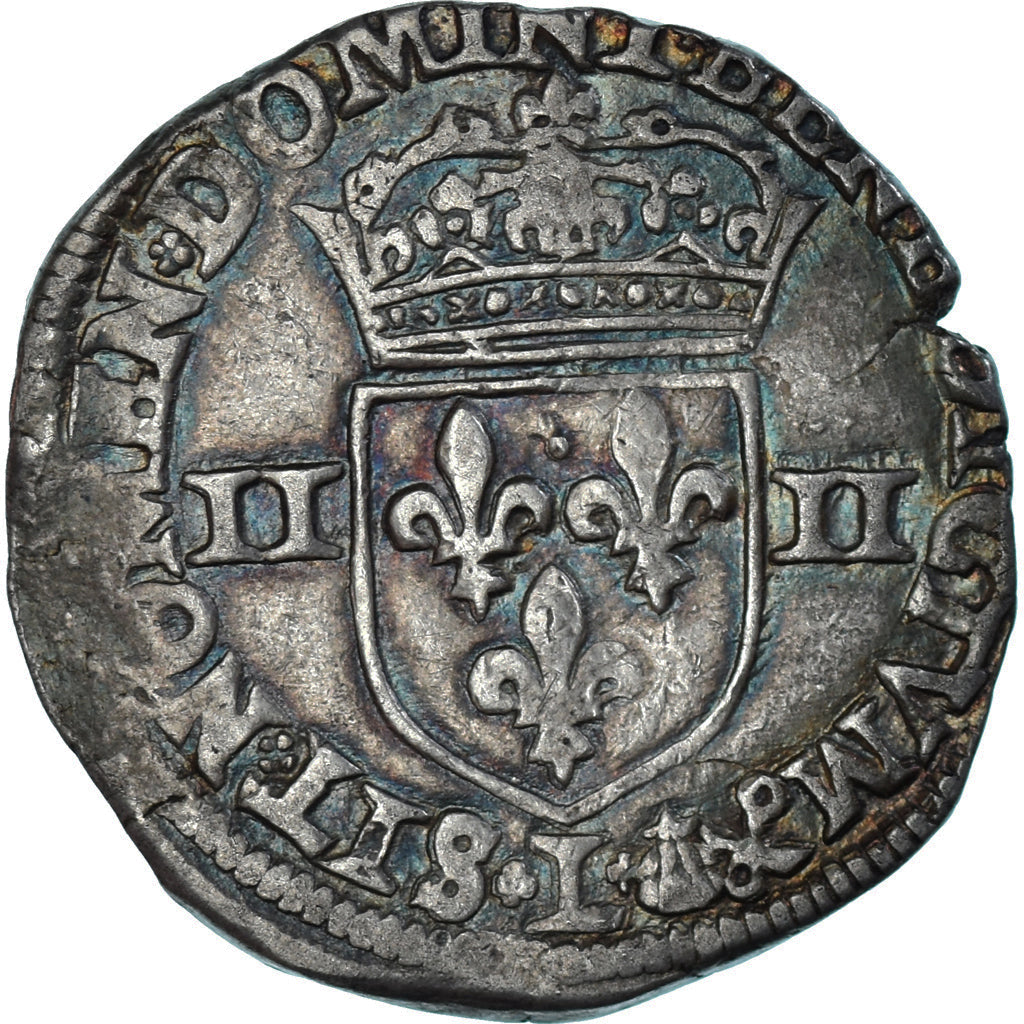 Moneta, Francia, Henri IV, 1/4 Ecu, 1593, Bayonne, 3rd type, MB+, Argento