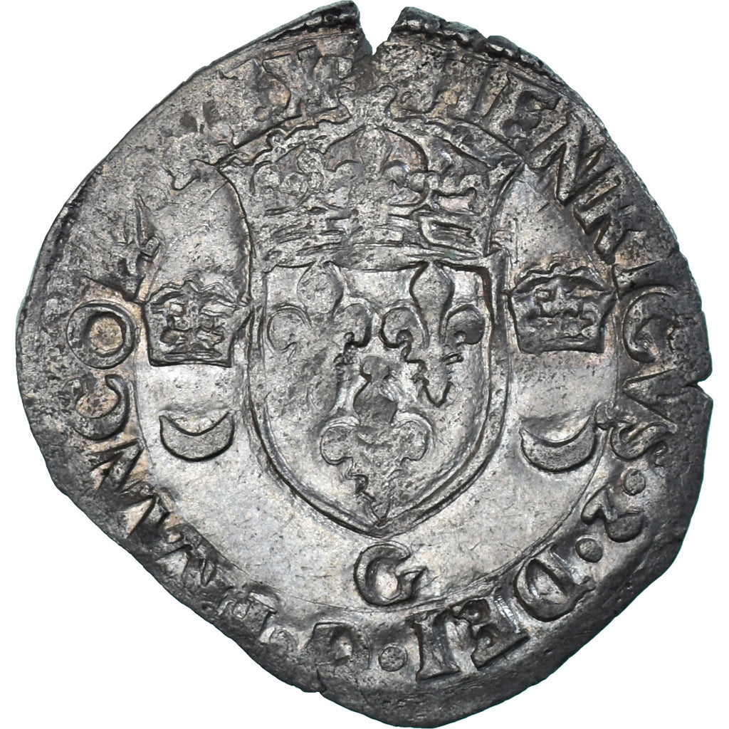 Monnaie, France, Henri II, Douzain aux croissants, 1550, Poitiers, TB+, Billon