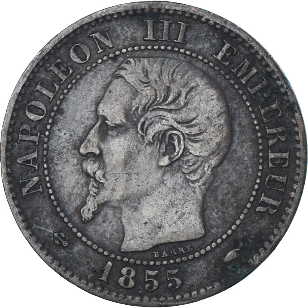 Munten, Frankrijk, Napoleon III, 2 Centimes, 1855, Paris, ZF, Bronzen, KM:776.1