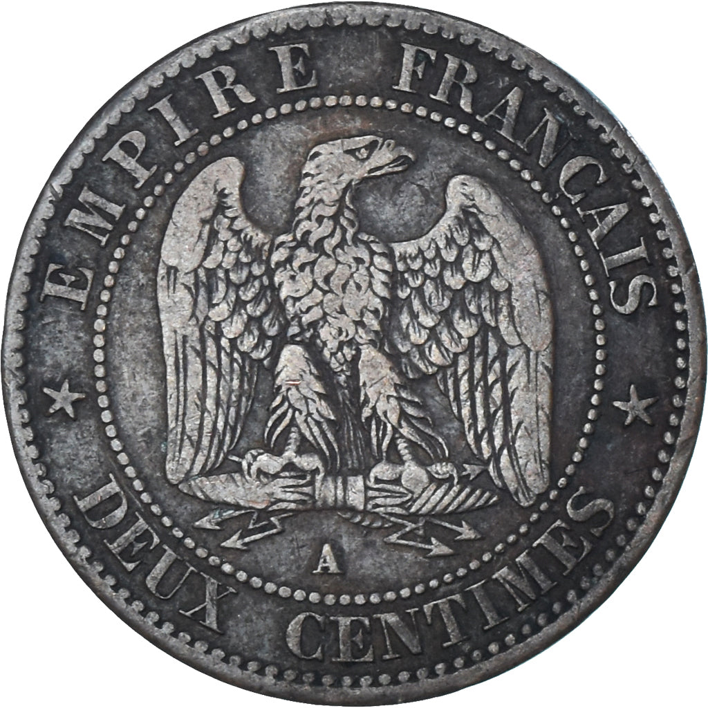 Munten, Frankrijk, Napoleon III, 2 Centimes, 1855, Paris, ZF, Bronzen, KM:776.1