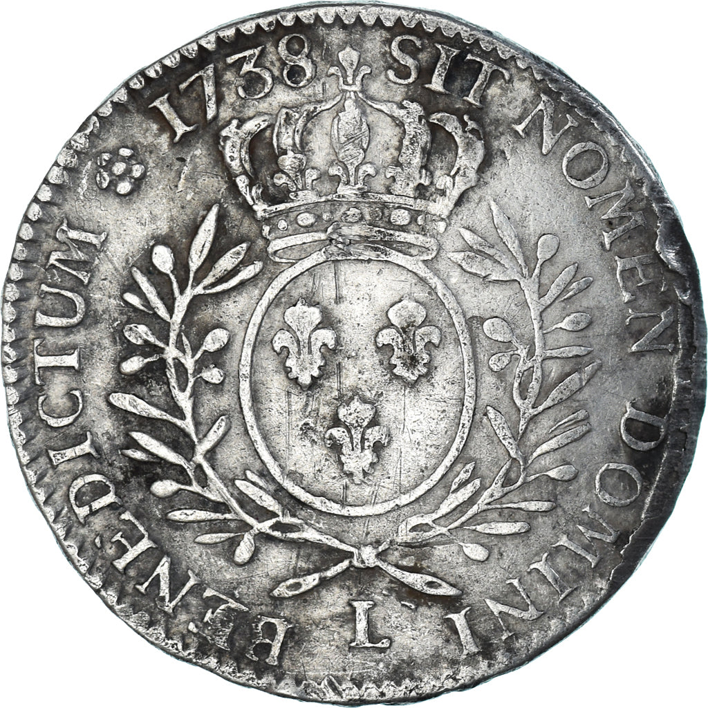 Munten, Frankrijk, Louis XV, 1/2 Ecu aux branches d'olivier, 1738, Bayonne, FR+