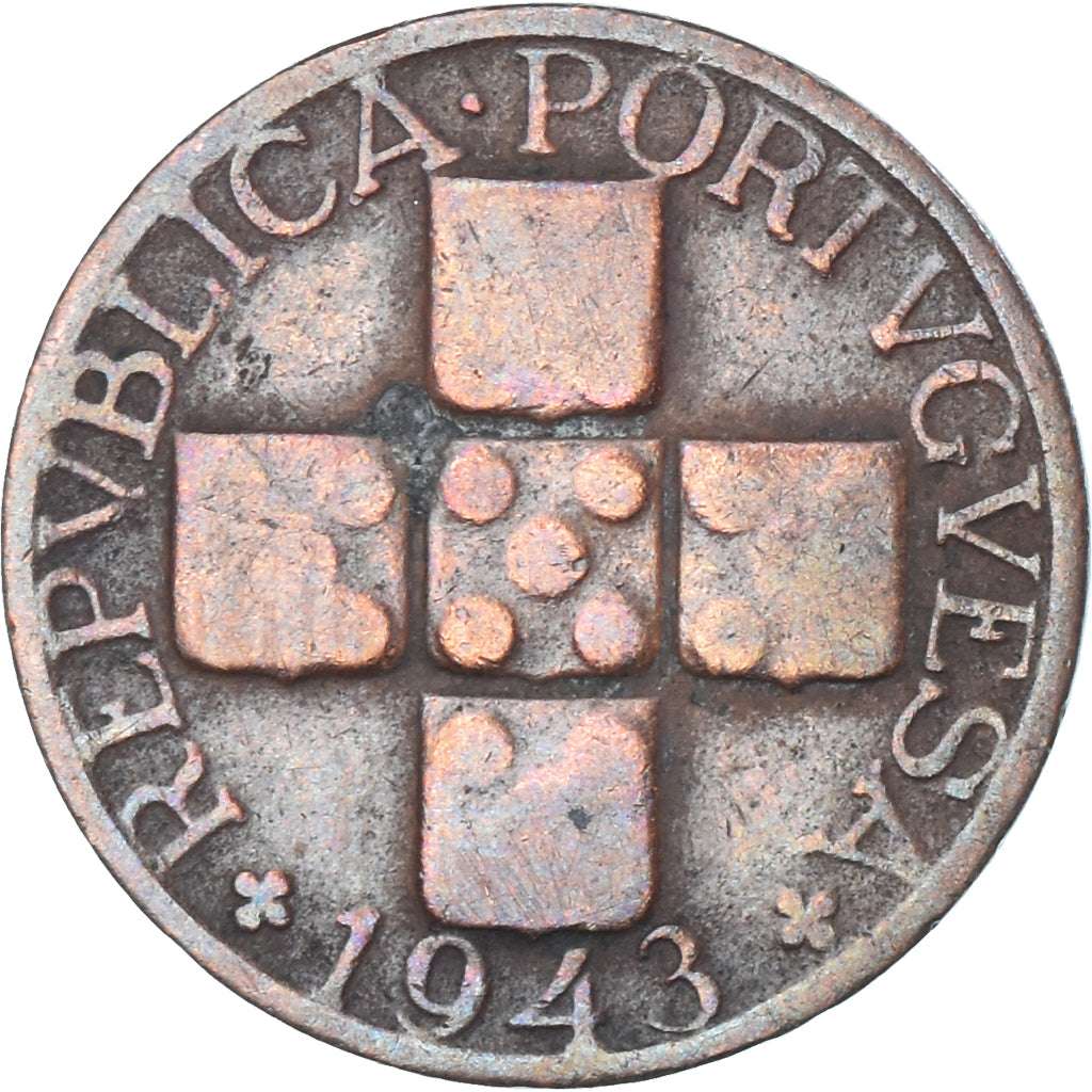 Münze, Portugal, 20 Centavos, 1943, S+, Bronze, KM:584