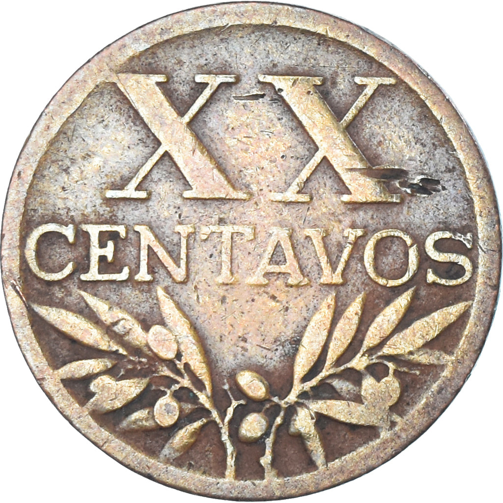 Münze, Portugal, 20 Centavos, 1943, S+, Bronze, KM:584