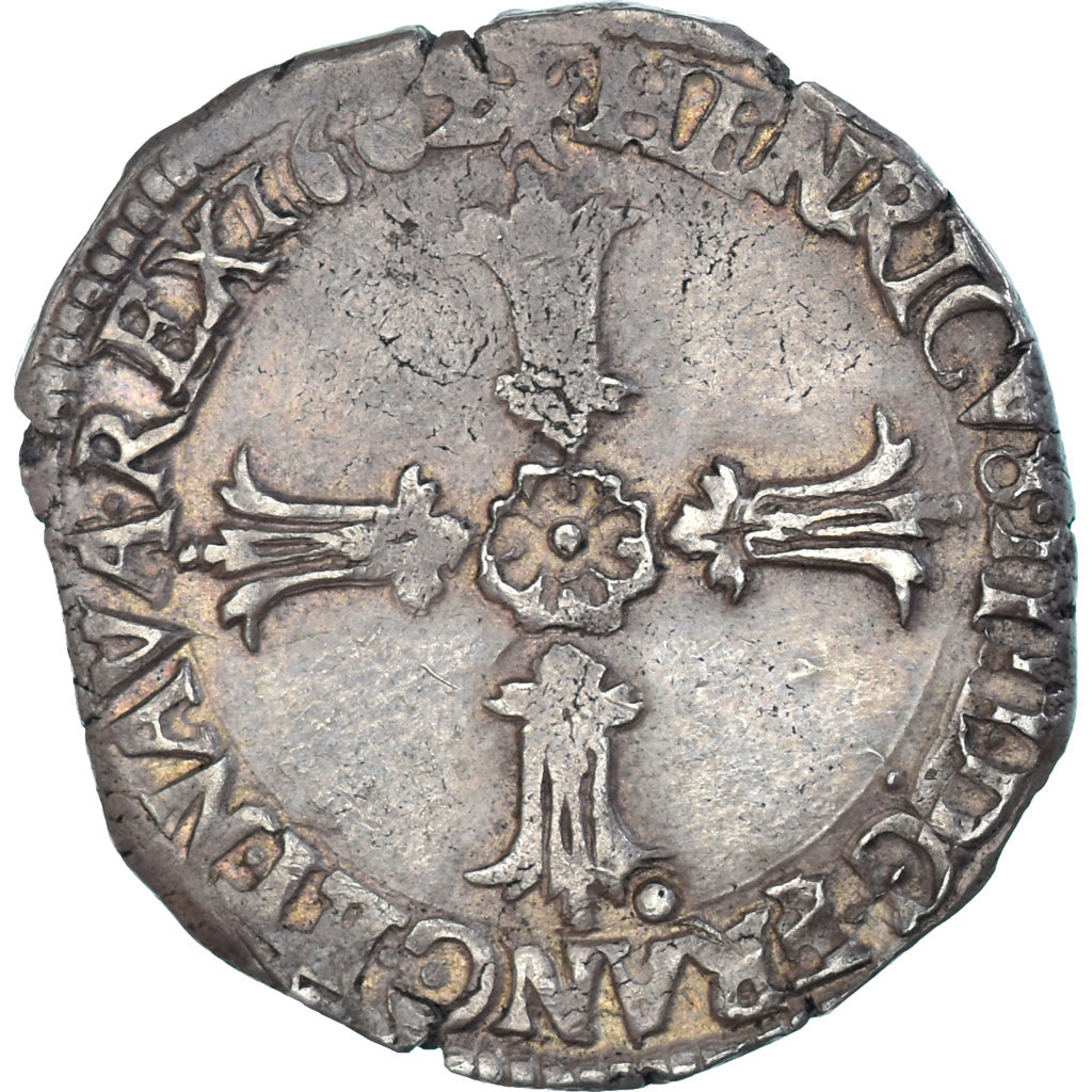 Moeda, França, Henri IV, 1/4 Ecu, 1602, Nantes, VF(30-35), Prata, Gadoury:597