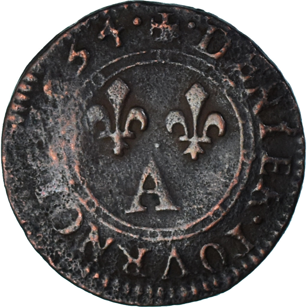 Münze, Frankreich, CHARLES II DE GONZAGUE, Denier Tournois, 1654, Charleville