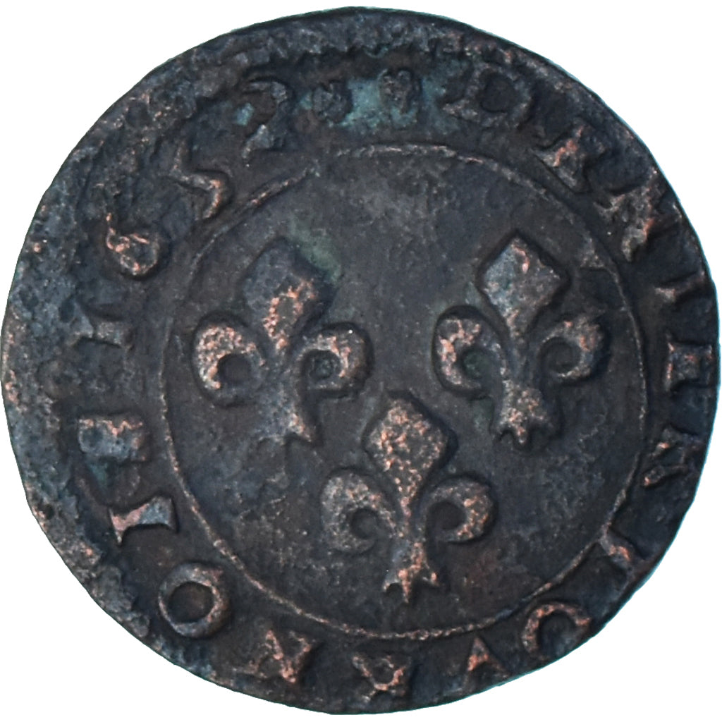 Monnaie, France, Guillaume-Henri de Nassau, Denier Tournois, 1652, Orange, TB