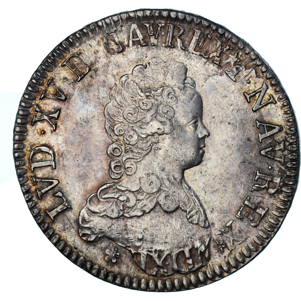 Coin, France, Louis XV, Ecu Vertugadin, 1716, Caen, réformé, EF(40-45)