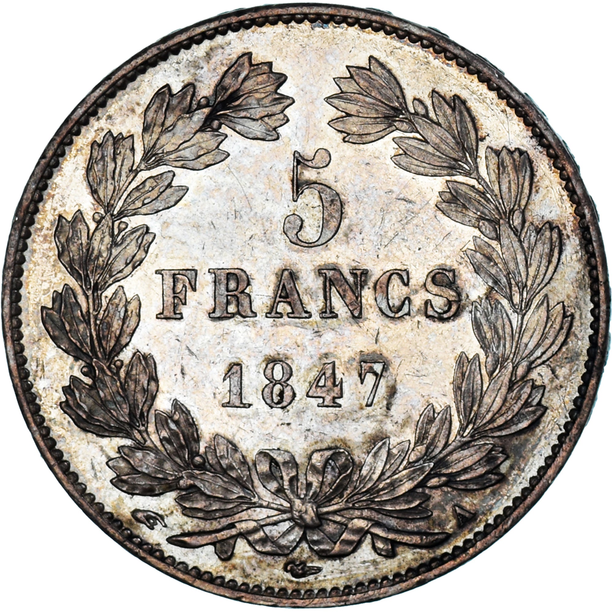 Moneta, Francia, 5 Francs, 1847, Paris, SPL-, Argento, KM:749.1, Gadoury:678a