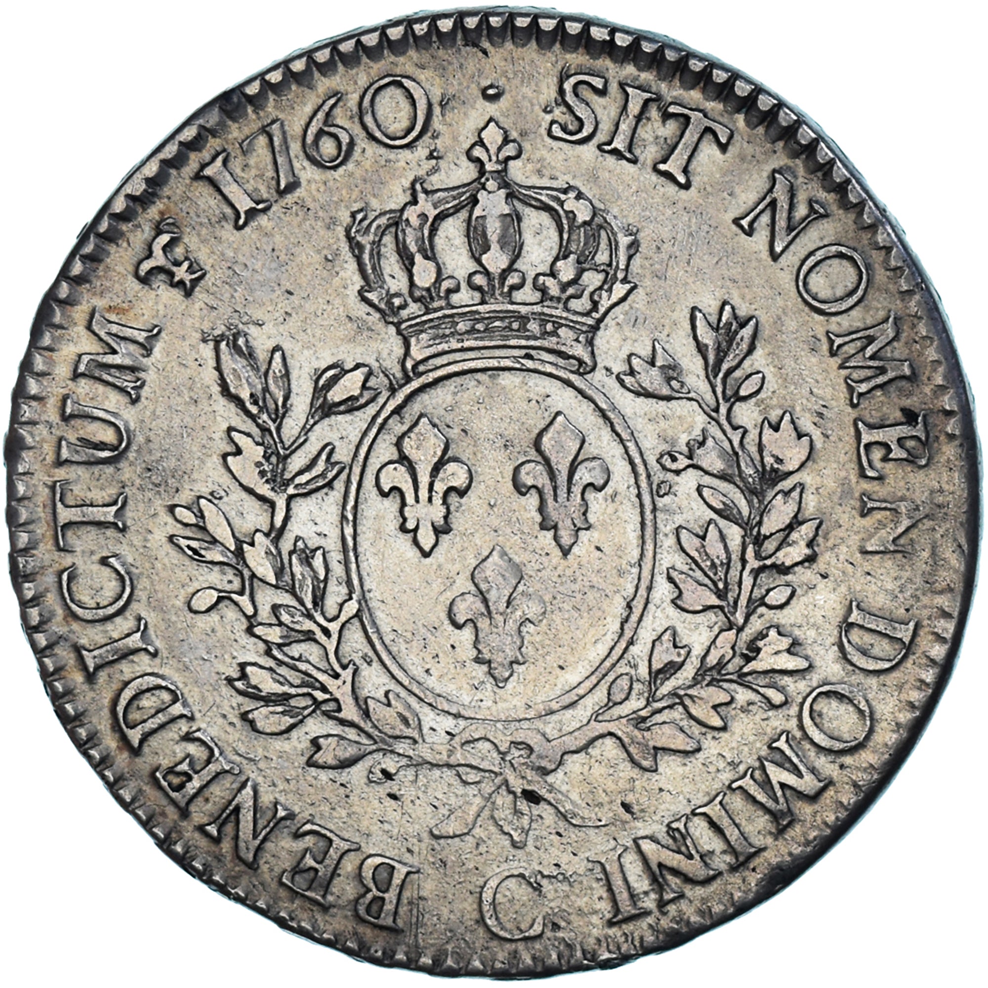 Moneda, Francia, Louis XV, Écu au bandeau, 1760, Caen, BC+, Plata, KM:512.5
