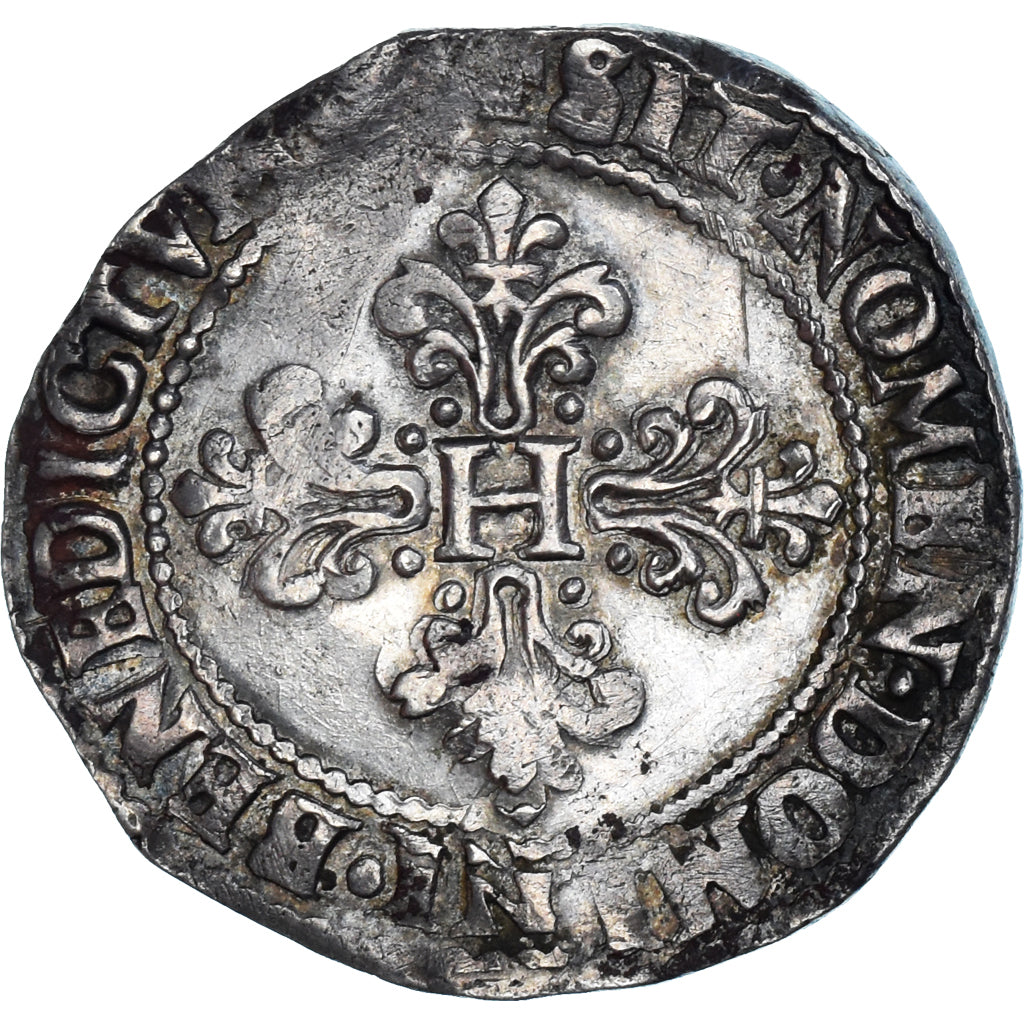 Monnaie, France, Henri III, Franc au Col Plat, 1579, Angers, Rare, TB+, Argent