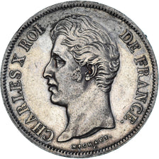 Moeda, França, Charles X, 5 Francs, 1828, Rouen, AU(50-53), Prata, KM:728.2